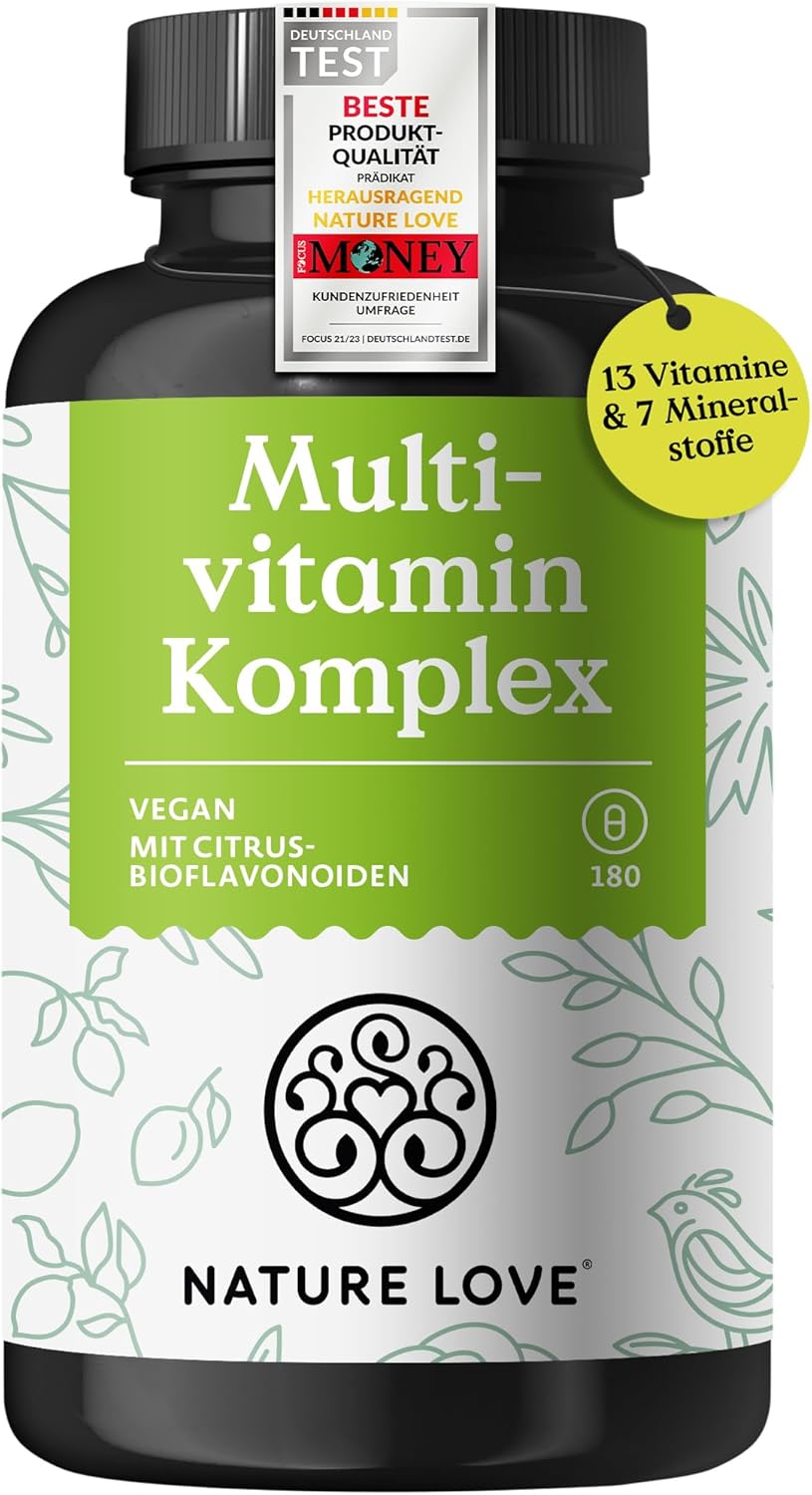 Multivitamin Complex - 180 Vegan Capsules - Vitamins A-Z & Minerals - with Green Tea Extract and Citrus Bioflavonoids - High Dose and with Bioactive Forms - Laboratory Tested, No Unnecessary Additives