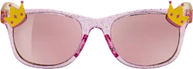 Sunglasses kids pink, transparent pink frame with crown, 1 piece