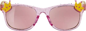 Sunglasses kids pink, transparent pink frame with crown, 1 piece