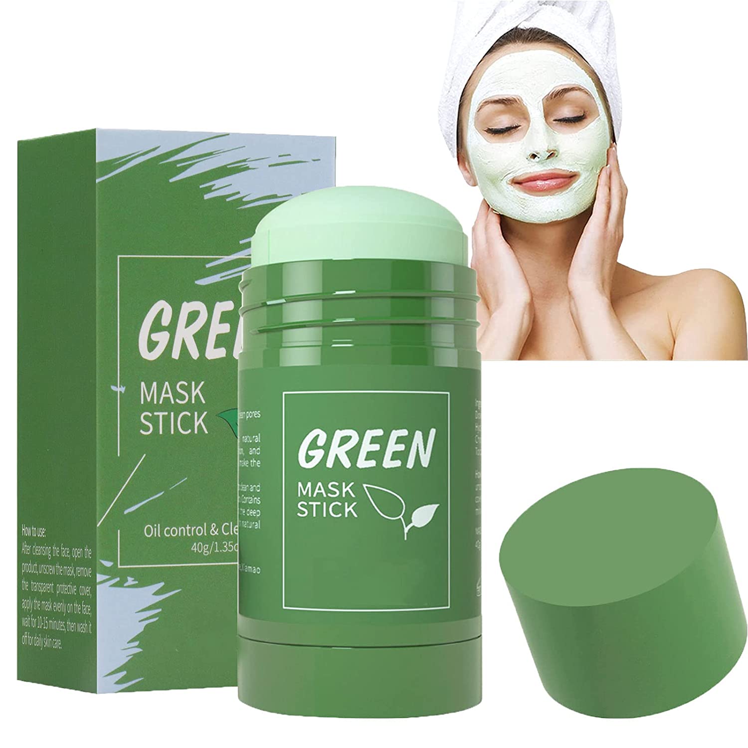 Alelyer Face Cleansing Mask, Green Mask Stick, Green Tea Mask Stick, Moisturising, 
