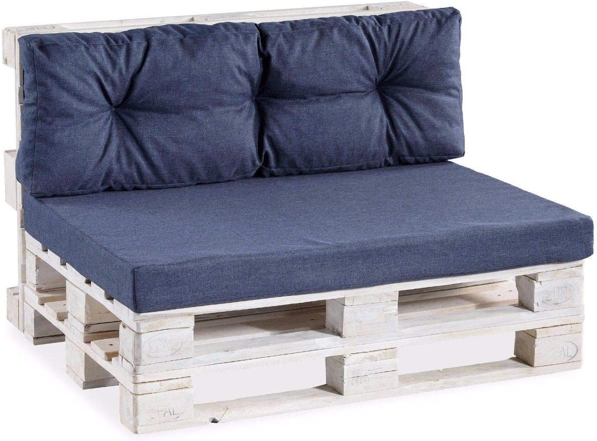 Pallet Cushions / Pallet Lounge Set, Quilted (Backrest + Seat Cushion) 120 x 40 / 120 x 80, dark blue