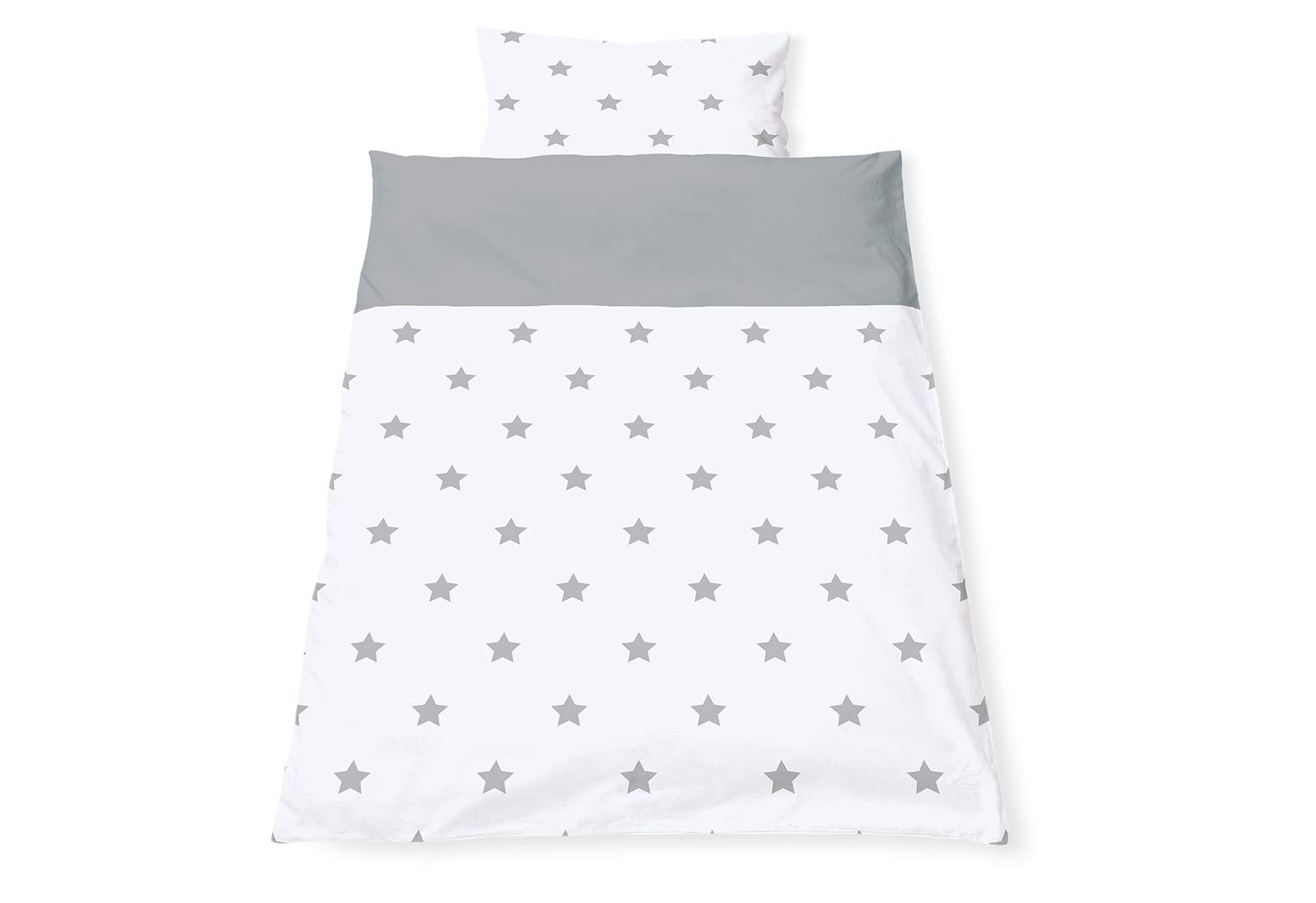 Pinolino 630022-8 Reversible Bedding for Children\'s Beds \'Stars\' 2-Piece Grey