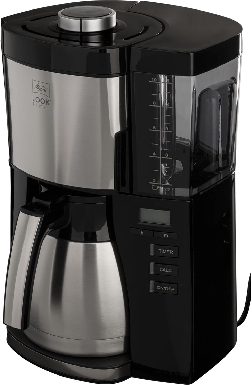 Melitta Look V Timer Filter coffee machine, plastic, 1.25 liters., With thermal jug, Black