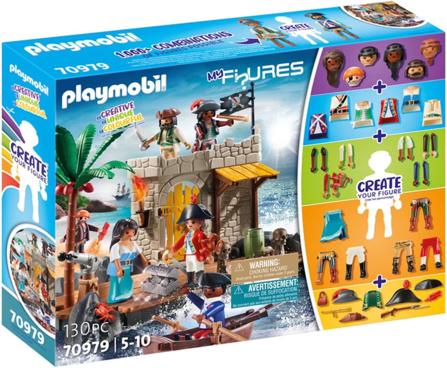 PLAYMOBIL My Figures 70979 Island of The Pirates, 6 Toy Figures with Over 1000 Combination Possibilities, Pirate Toy for Children from 5 Years