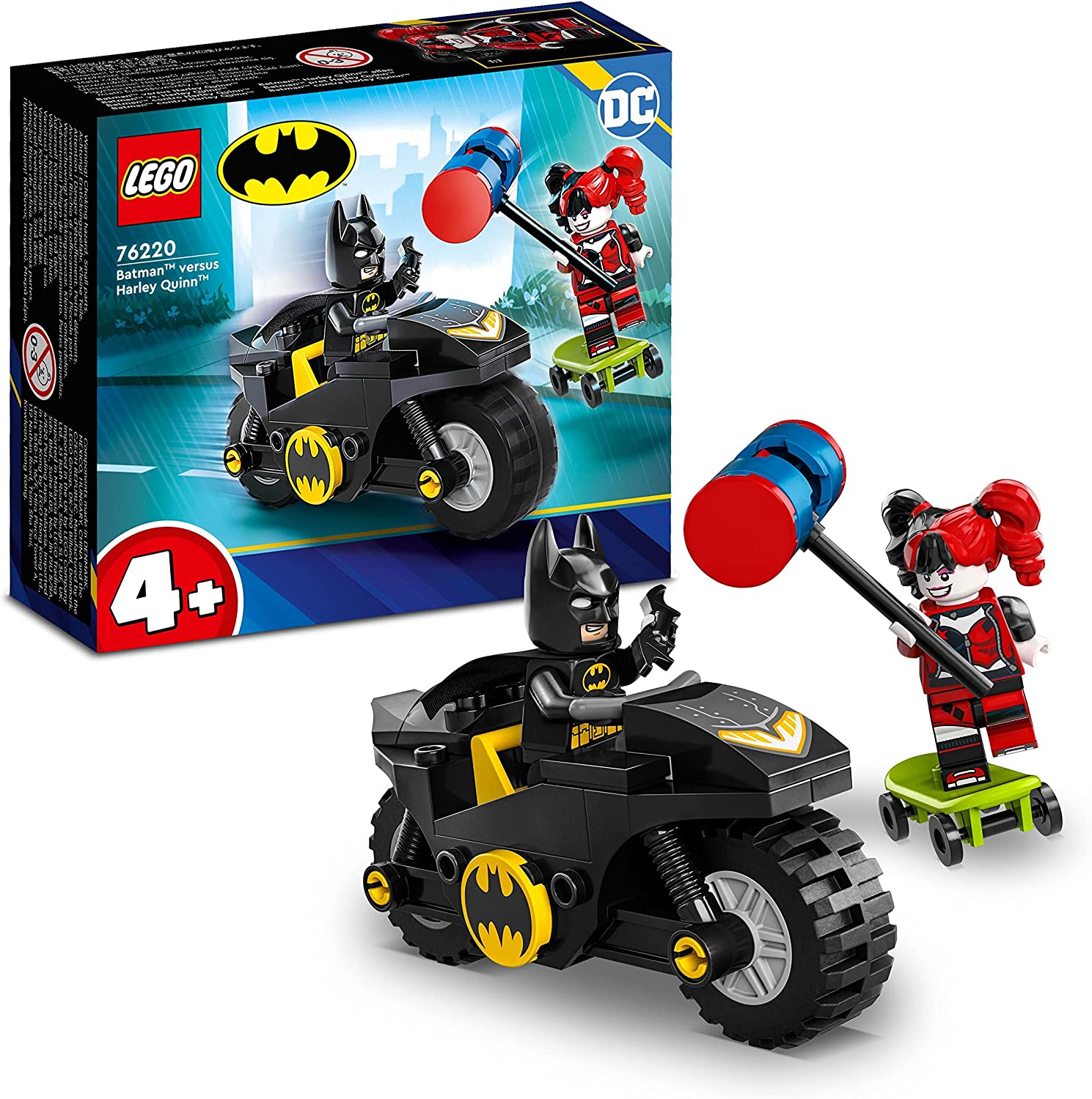 LEGO 76220 DC Batman vs. Harley Quinn Superhero Set with Action Figures, Skateboard and Motorcycle Toys for Boys and Girls from 4 Years