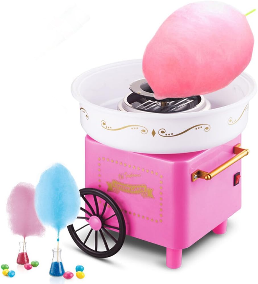 Cotton Candy Machine, Retro Cotton Candy Machine, Cotton Candy Machine with Sticks and Measuring Spoon, Cotton Candy Machine for Home Children \ 'S Birthday Party (B-Pink)