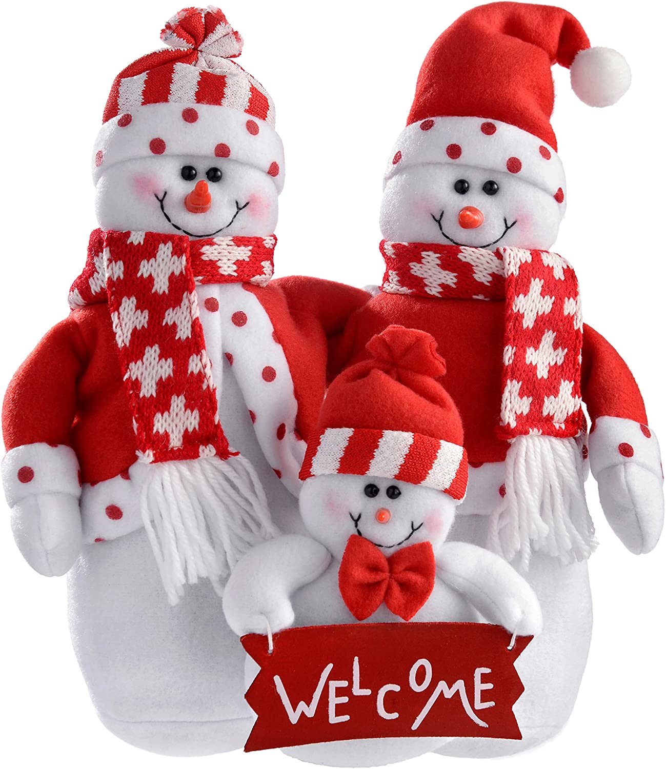 WeRChristmas 28 cm Snowman Family Christmas Decoration – Red/White