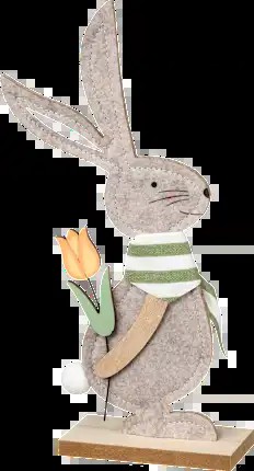 Felt stand, bunny with tulip, brown-yellow-green, 1 piece