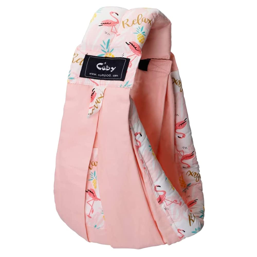 CUBY Adjustable Baby Sling - for Newborns Toddlers up to 15 kg - Ergonomic Baby Carrier Comfortable and Lightweight (Pink Flamingo)