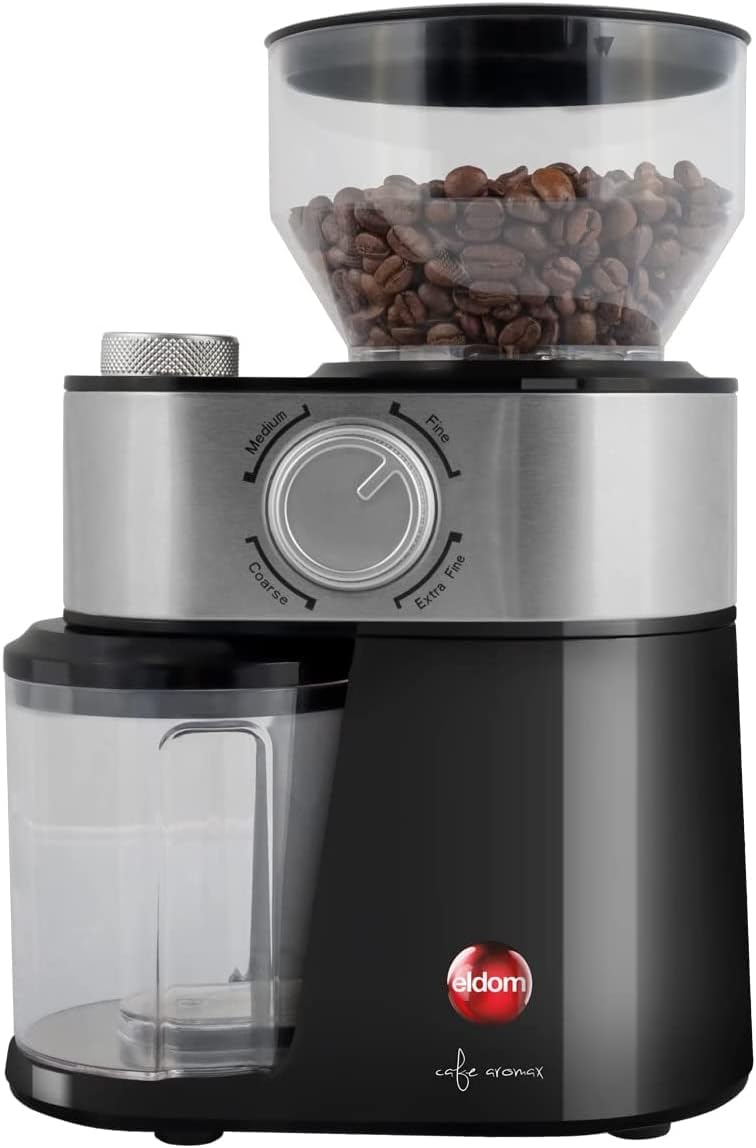 Eldom MK170N Electric Coffee Grinder, Capacity Up to 250 G Coffee, Grinding Setting from Extra Fine to Coarse, Adjustable Quantity from 2 To 12 Cup, Black