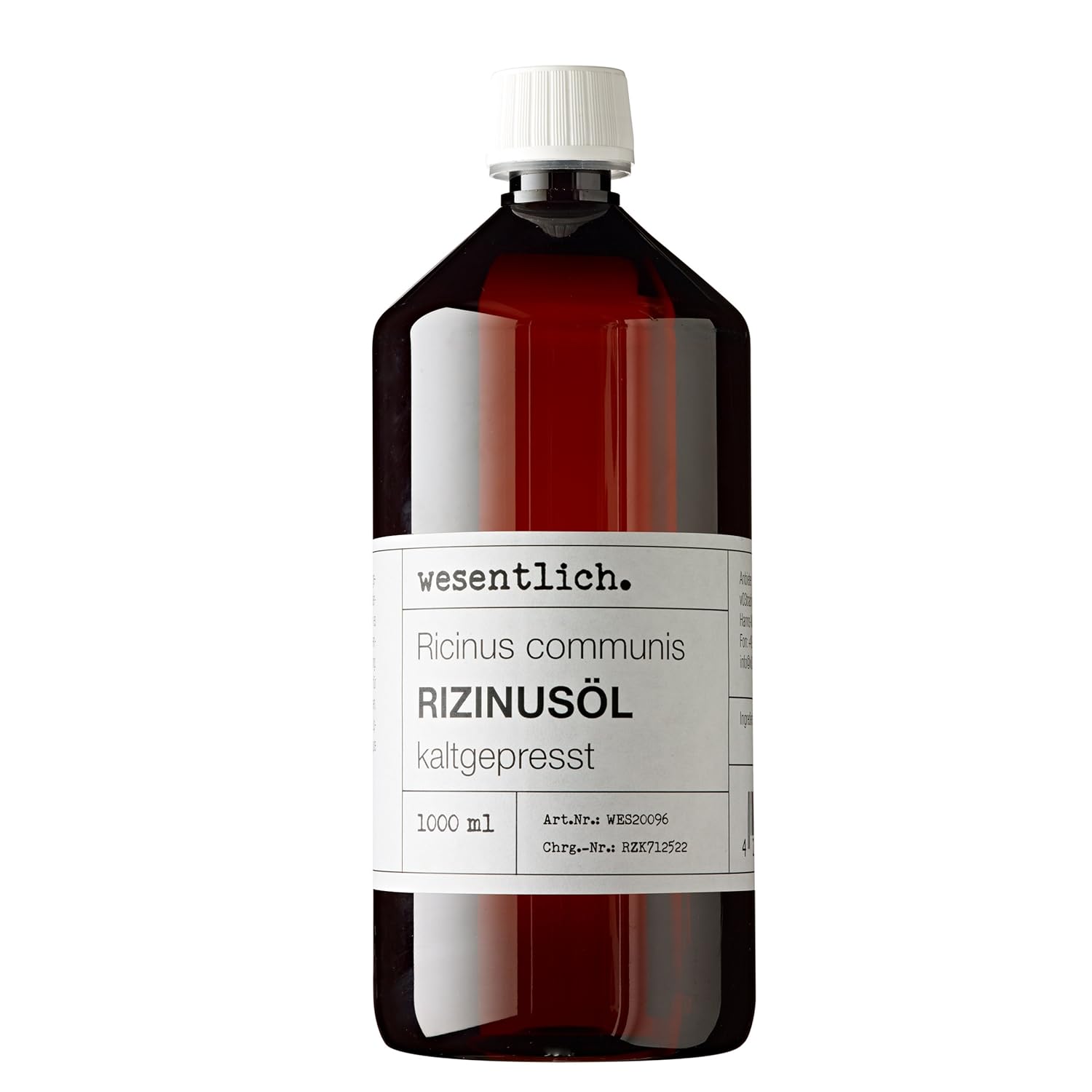 wesentlich. Castor Oil Cold Pressed 1000 ml - 100% Pure Castor Oil - for Skin and Hair, Eyelashes and Eyebrows