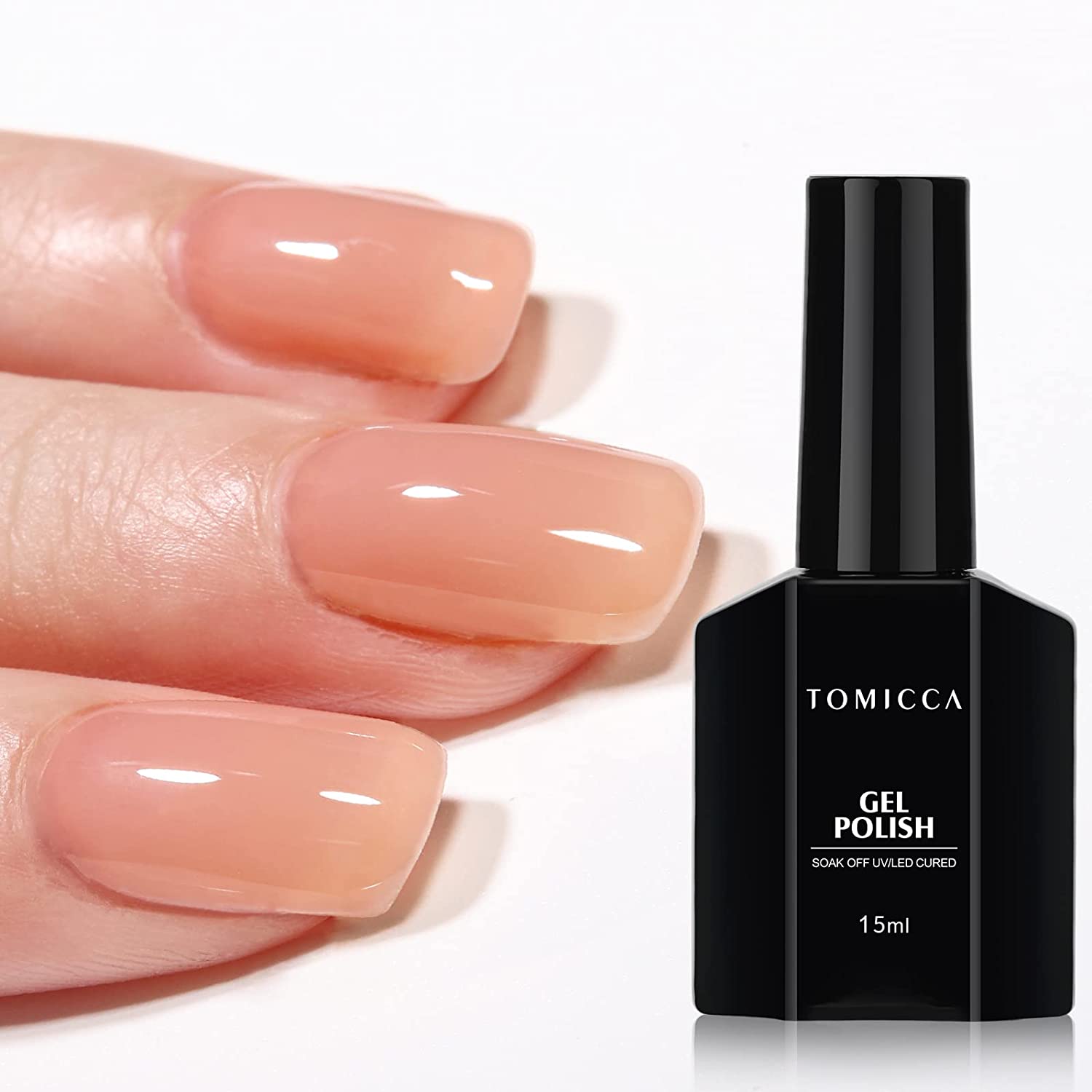 TOMICCA Shellac Nail Polish Pink Nude 15 ml Soak Off UV LED Gel Nail Polish Natural Pink for Nail Art Gel Nail Design, ‎style_c