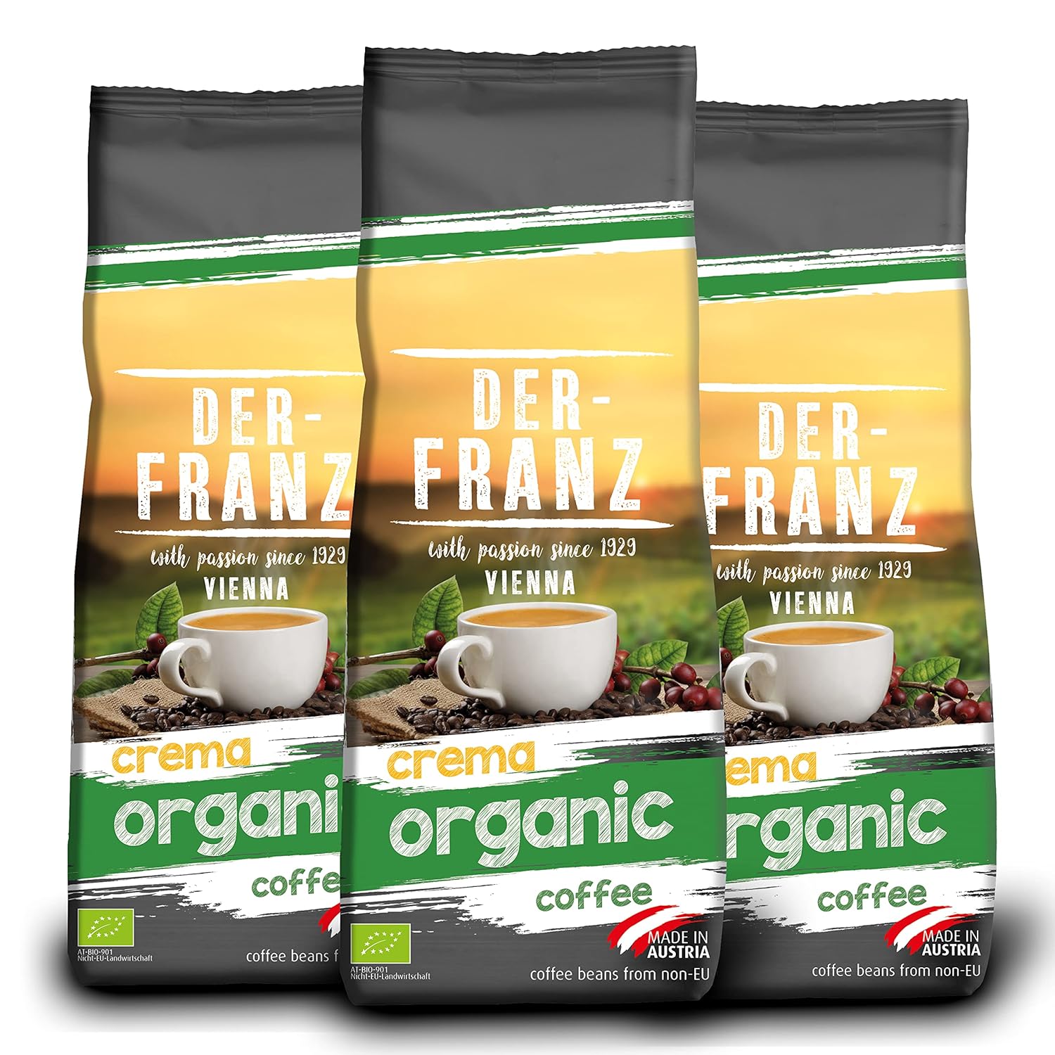Der-Franz Crema Organic Coffee Whole Bean 3 x 500 g