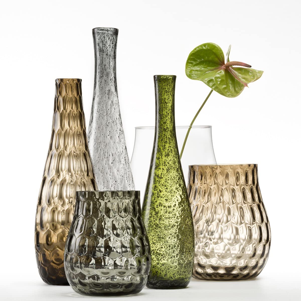 Leonardo Giardino 034907 Glass Vase Handmade Decorative Vase in Green Bulbous Flower Vase Height 400 mm