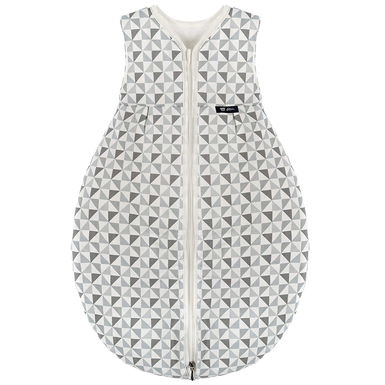 Alvi Baby Mäxchen Thermal Pear-Shaped Sleeping Bag - All-Year-Round Sleeveless Sleeping Bag - Lined for Spring, Autumn and Winter - Oeko-Tex 100 Certified - 100% Cotton - Silver / Grey 80 cm