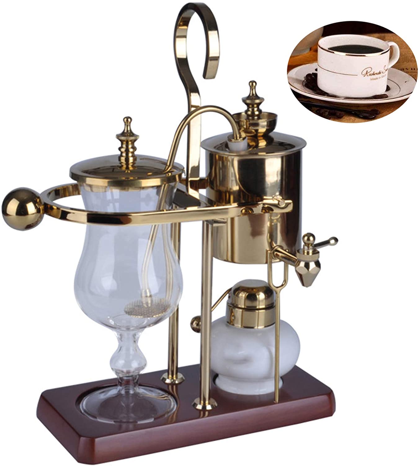 BNMY Siphonic Belgian Belgium Luxury Royal Family Balance Siphon Siphon Coffee Machine, 1 Set, Gold