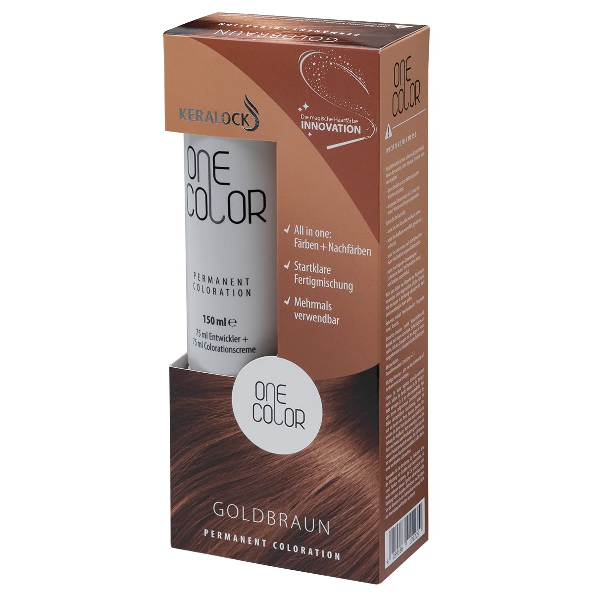 One colour by Keralock permanent colouration (golden brown), brown ‎golden