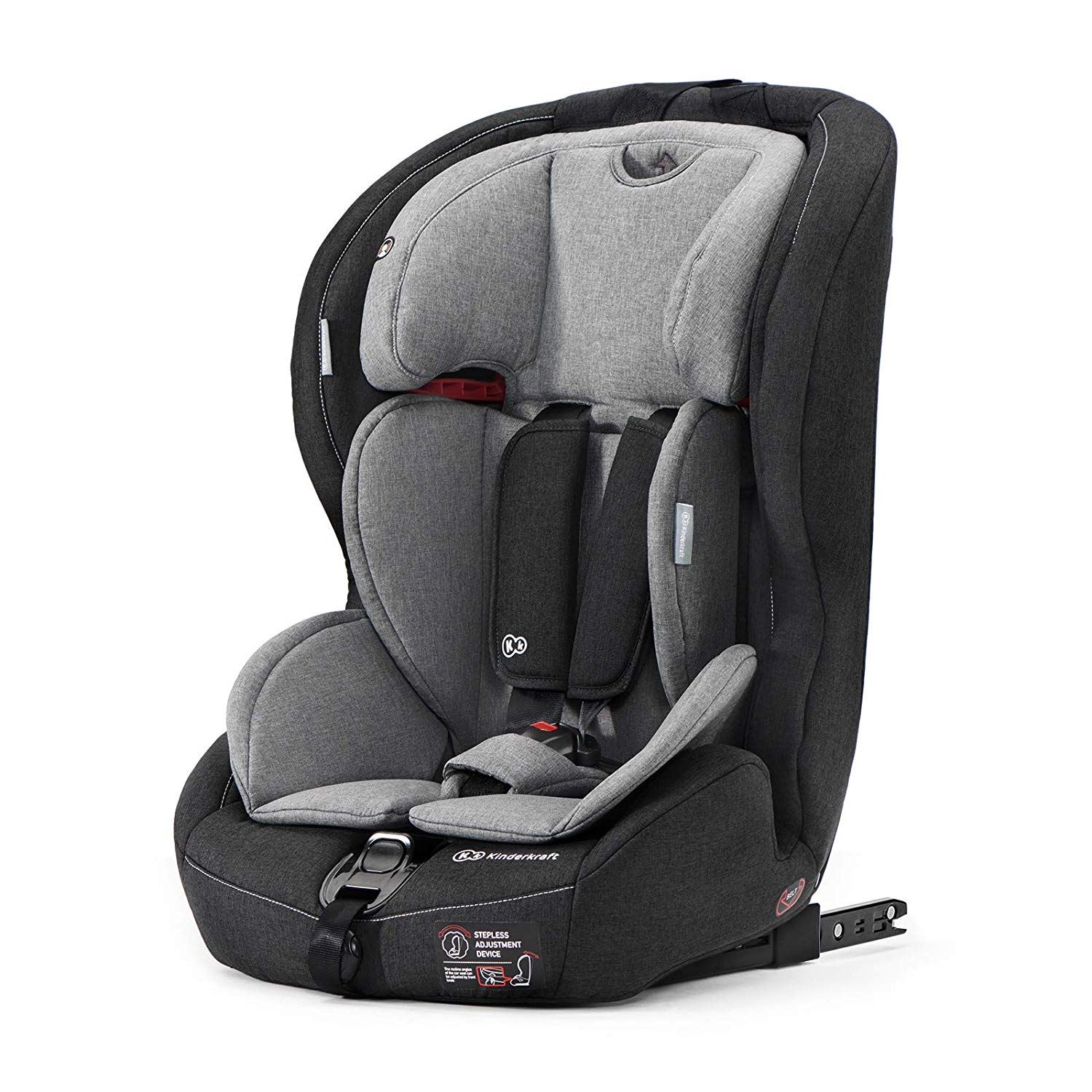 Kinderkraft child car seat SAFETY FIX, child car seat, car seat, child seat with Isofix and top tether, group 1/2/3 9-36kg, 5 point seat belt, adjustable headrest, ECE R44 / 04, black gray