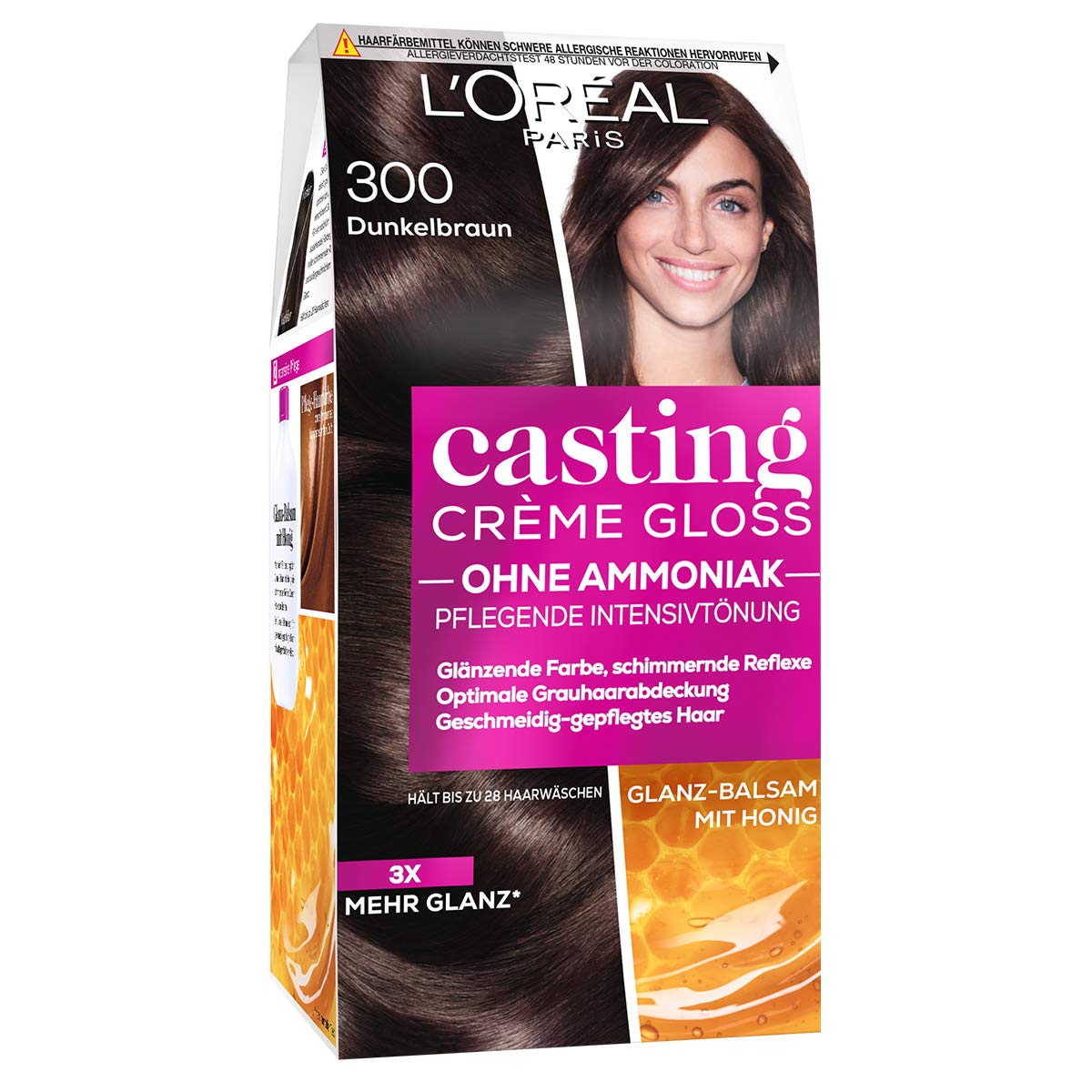 L'Oréal Paris L\'Oréal Paris Casting Crème Gloss Hair Colour, Ammonia-Free and Silicone-Free Nourishing Intensive Hair Colour with Crème Gloss, No. 300 Dark Brown (Brown), Pack of 1, ‎300