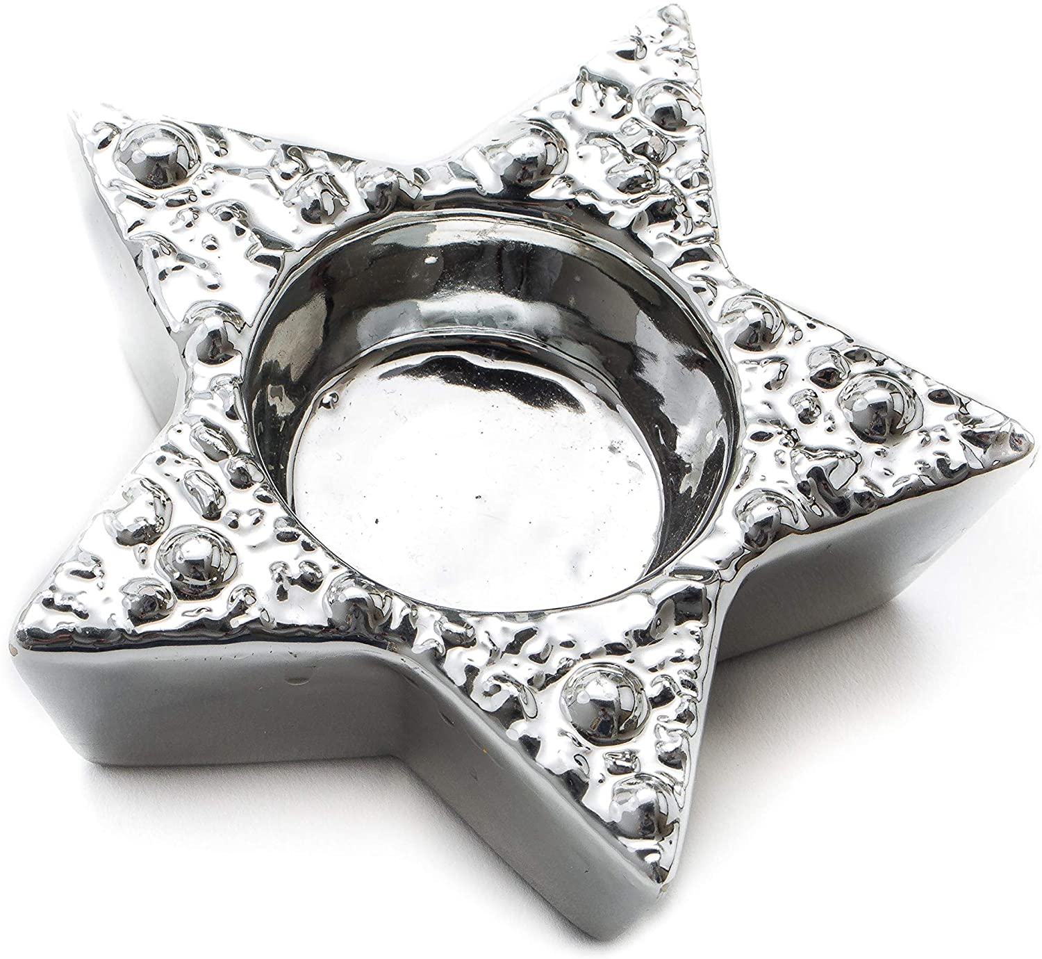 Daro Decorative Ceramic Star Tea Light Holder Silver 12 Cm X 12 Cm