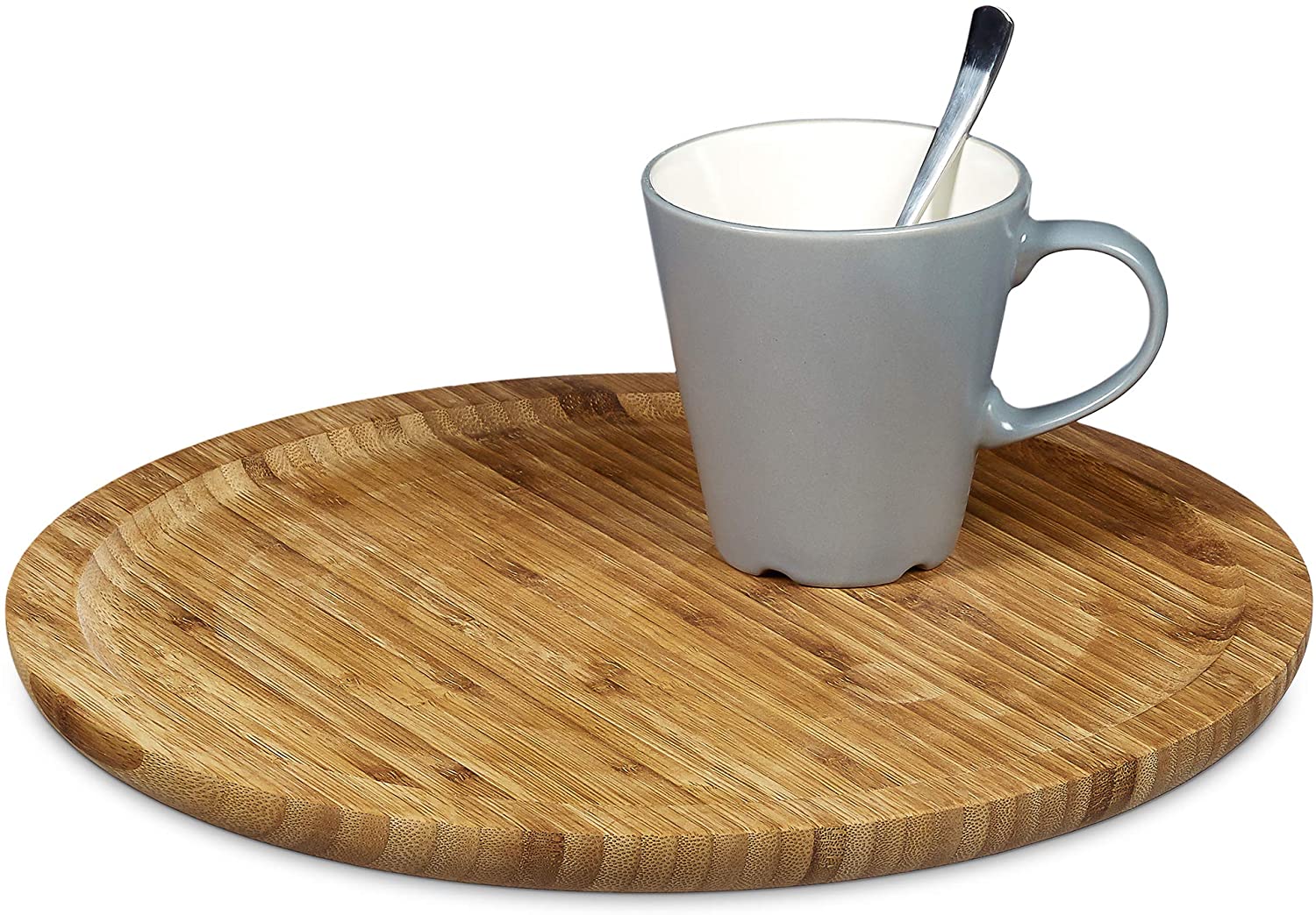 Relaxdays Round bamboo serving plate, diameter approx. 33 cm, bamboo plate for serving as a serving plate and serving tray for sausage, cheese, fruit, pastries, snacks and much more. Can also be used as a decorative plate, natural