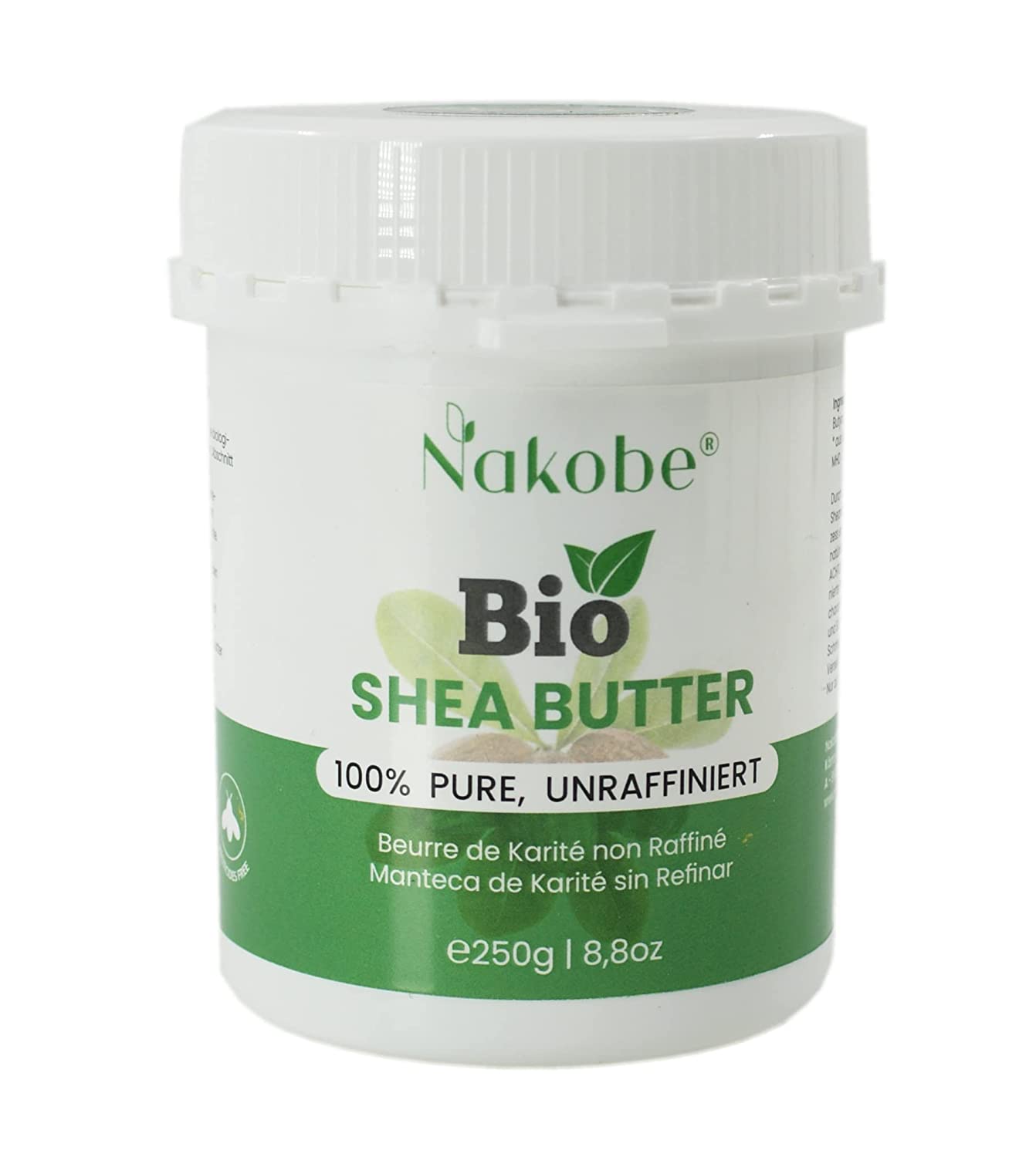 Nakobe Organic Shea Butter - 250 g - 100% Pure and Natural - Organic Certified - Unrefined & Cold Pressed - Karite Butter, ‎cream