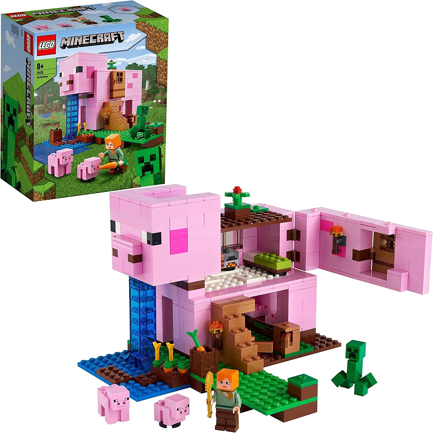 Lego 21170 Minecraft The Pig House Construction Kit with Alex and the Creeper Figures