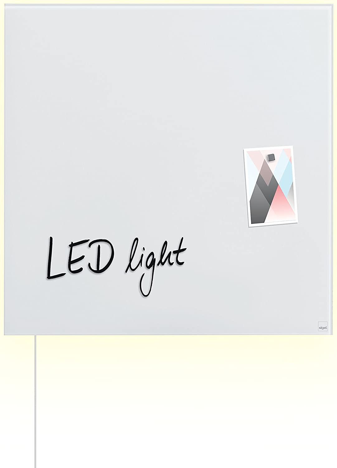 SIGEL GL401 Premium Magnetic Glass Board 48 x 48 cm with LED Lighting, Super White, High Gloss, TÜV Tested, Easy Assembly, Artverum