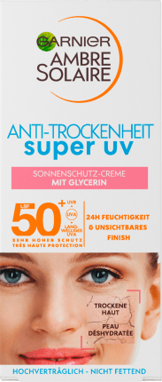Garnier  Ambre Solaire Sunscreen Face, Anti-dryness super UV, SPF 50+, 50 ml