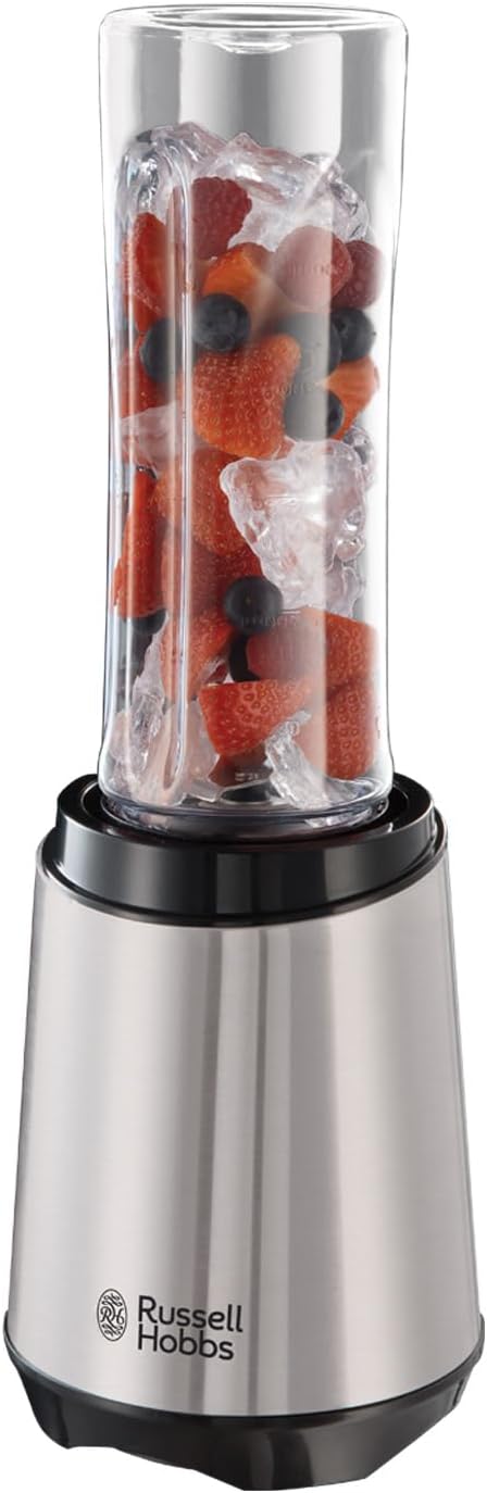 Russell Hobbs Blender - Stand Mixer & Smoothie Maker to Go [23,500 RPM Power Motor] Incl. 1 x Mixing Container 600 ml (BPA-free, Dishwasher Safe and Shatterproof Incl. Lid) Chopper, Stainless Steel,