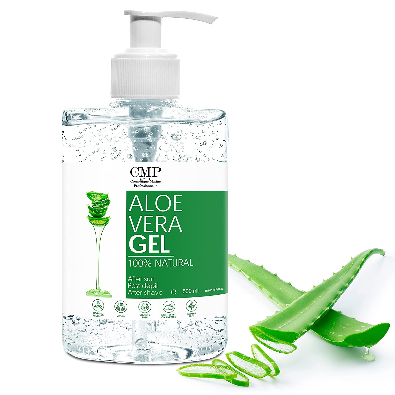 bleu & marine Bretania Pure Aloe Vera Gel 100% Natural Moisturising, Soothing and Skin Soothing After Waxing, Aftershave, Shaving & After Sun - Aloe After Care - 500 ml