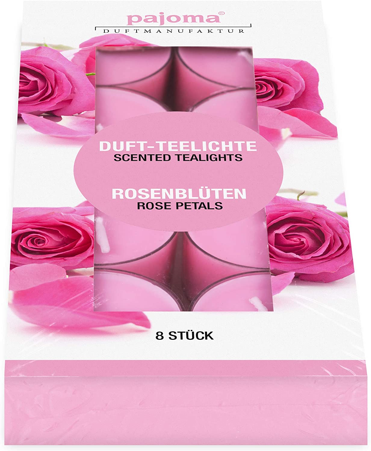 Pajoma Tea Lights Rose Blossom Pack Of 8 (8 X 8 Tea Lights) In Polycarbonat