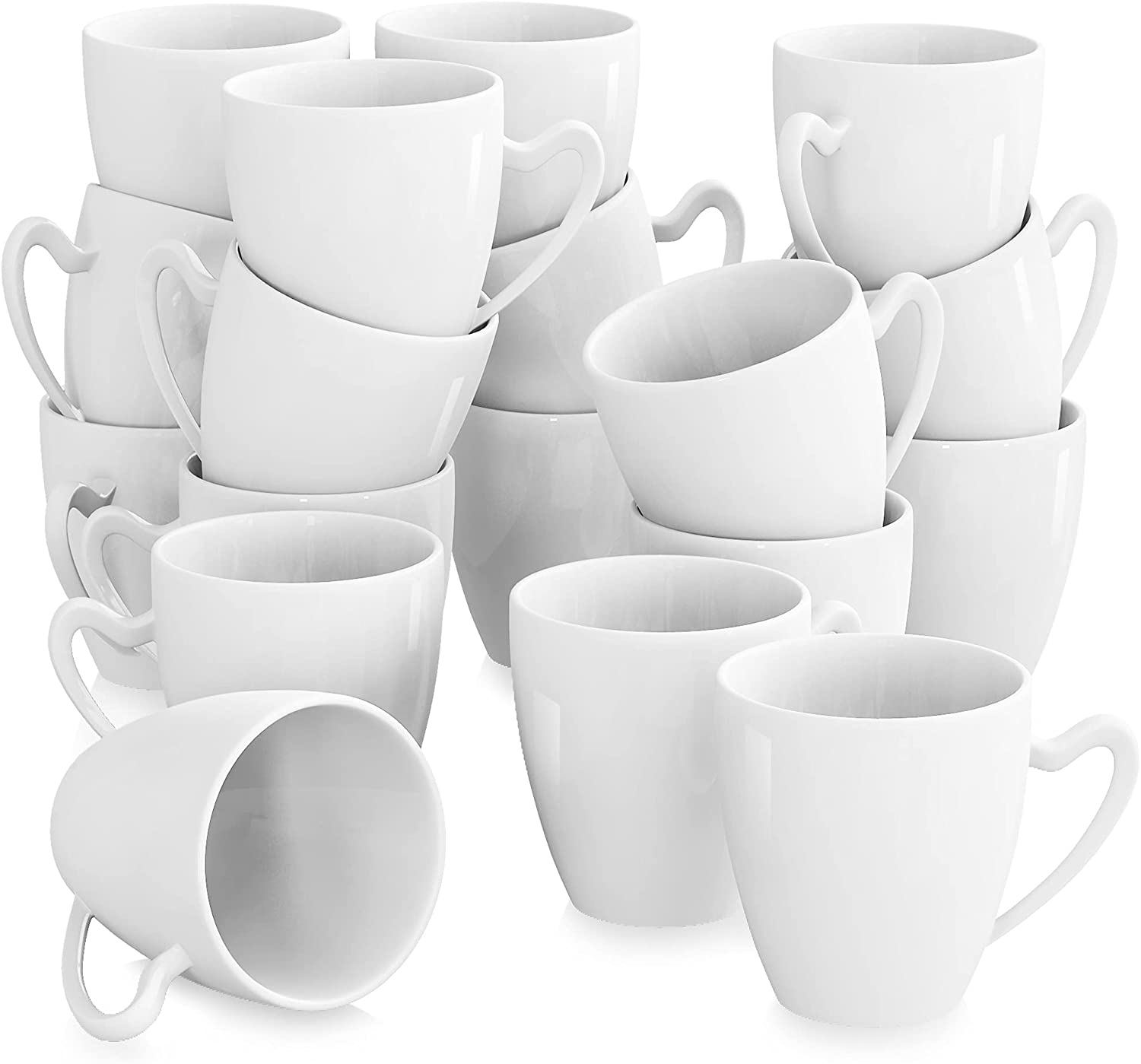 Malacasa, Series Elvira, 18 part white porcelain coffee cups mugs set for coffee service Cream 5 \"/12.5 * 9.5 * 9.5 cm/380ml Coffee Tea Mug Cup Set Cup Sets for 18 People