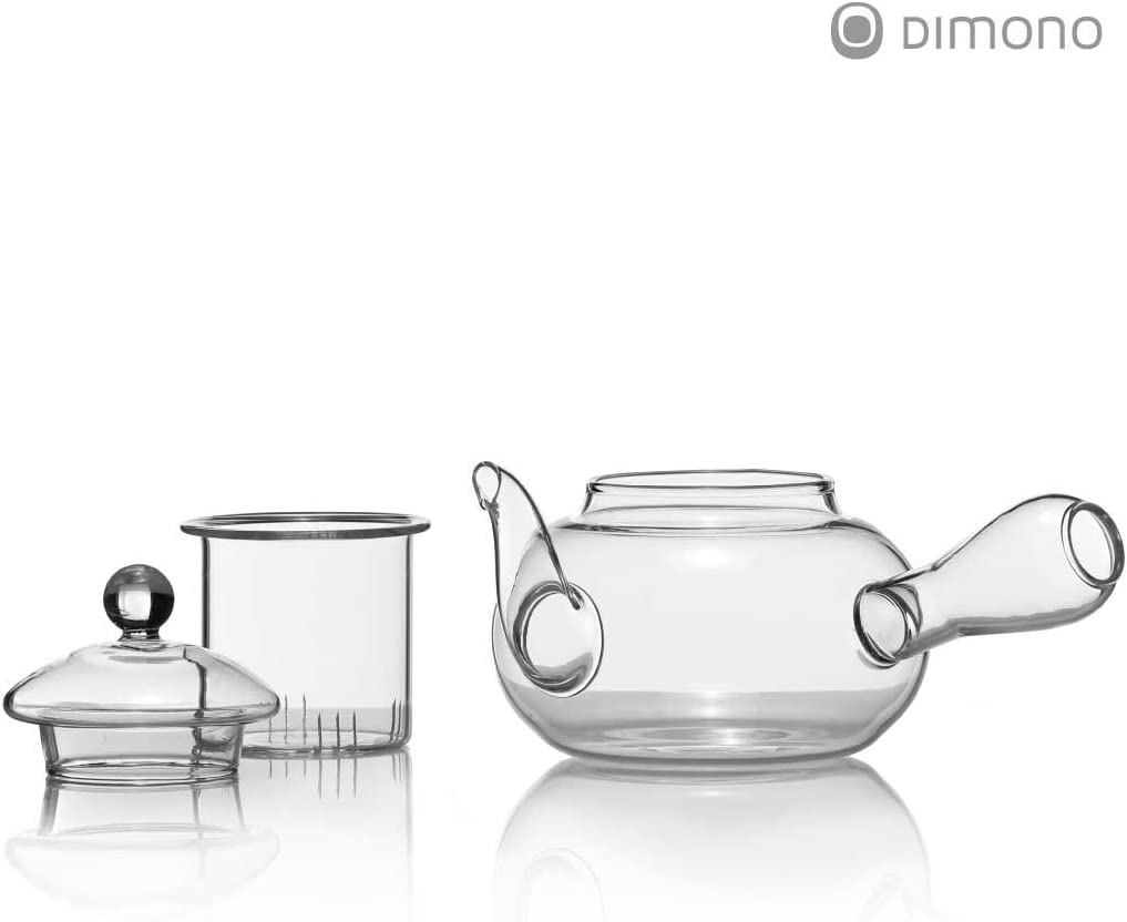 Dimono Kyusu Japanese Tokoname Style Glass Teapot with Filter & Tea Strainer 600ml