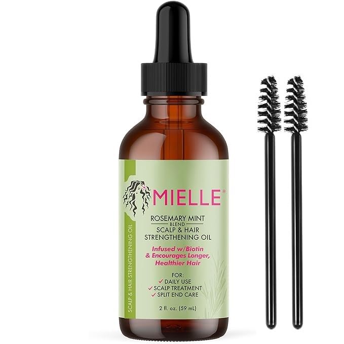 Rosemary Mint Miele Scalp and Hair Strengthening Oil 2 oz with bonus Swivgo Eyelash Brush