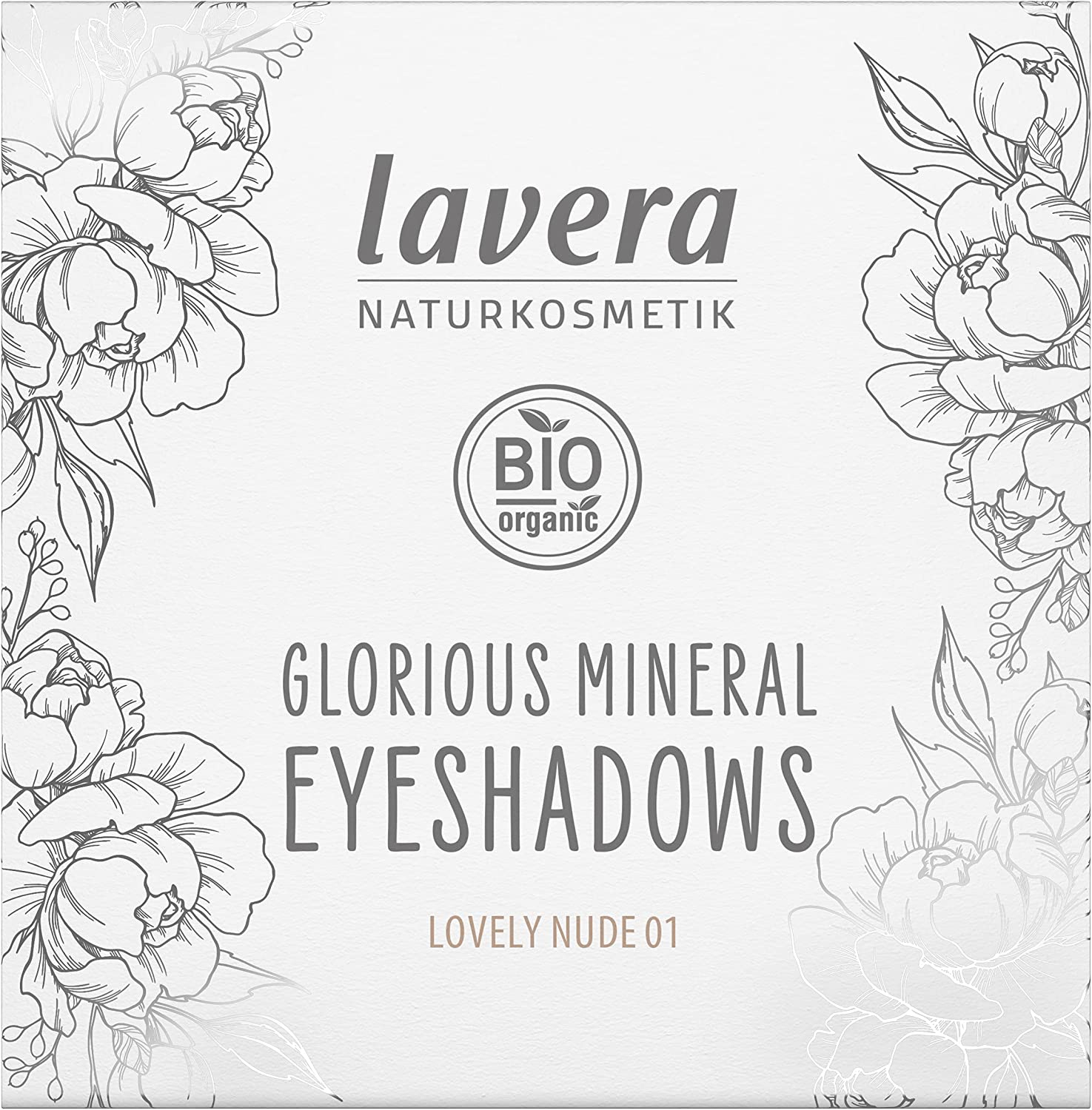 lavera Glorious Mineral Eyeshadow - Lovely Nude 01 - Natural Cosmetics - Vegan - With Mineral Pigments - Organic Jojoba Oil & Vitamin E - Talc-Free - Organic Jojoba Oil - Vitamin E - 4 x 0.8 g, ‎lovely