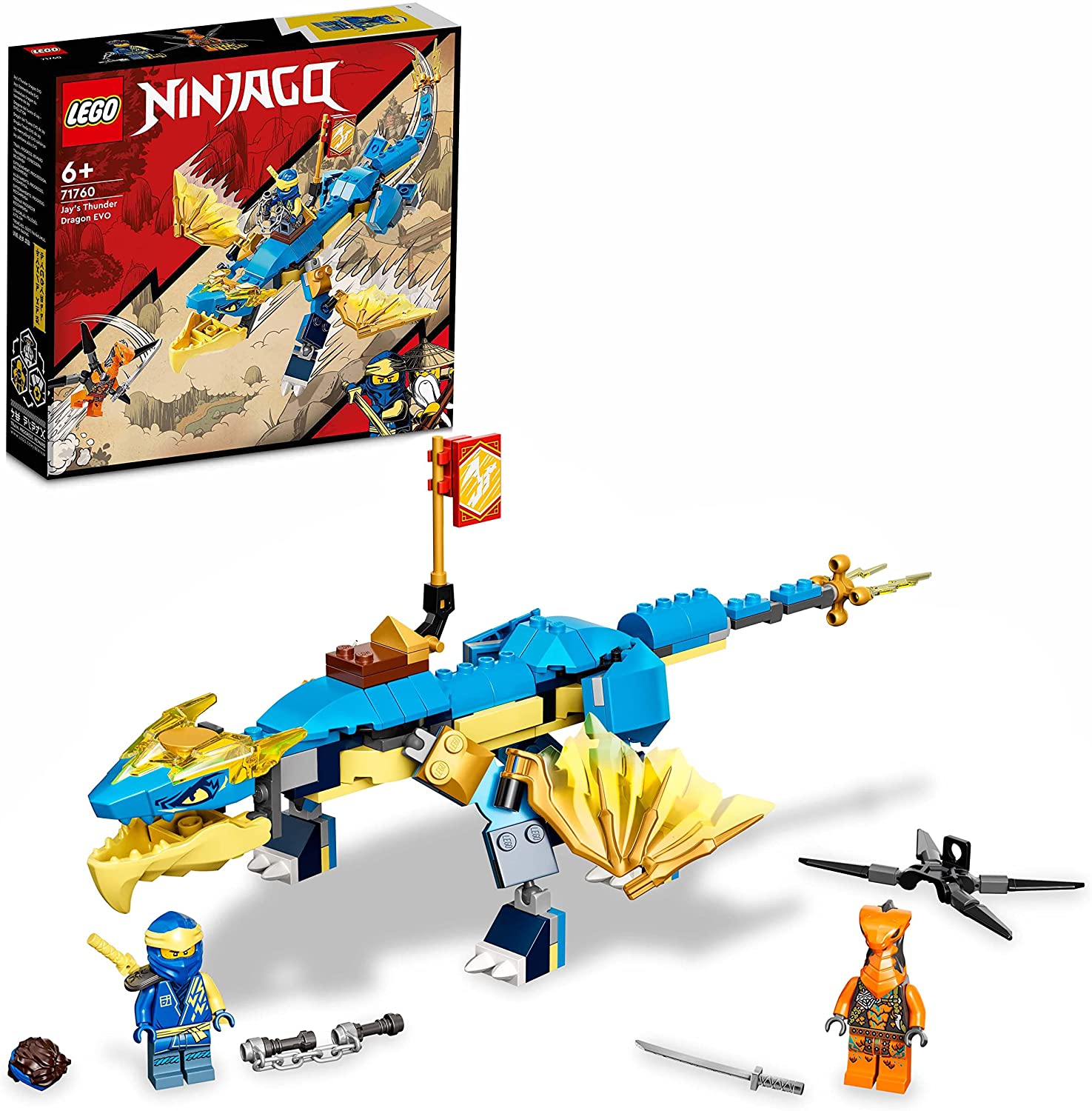 LEGO 71760 NINJAGO Jays Donnerdrache EVO, Drachen Spielzeug für Kinder ab 6
