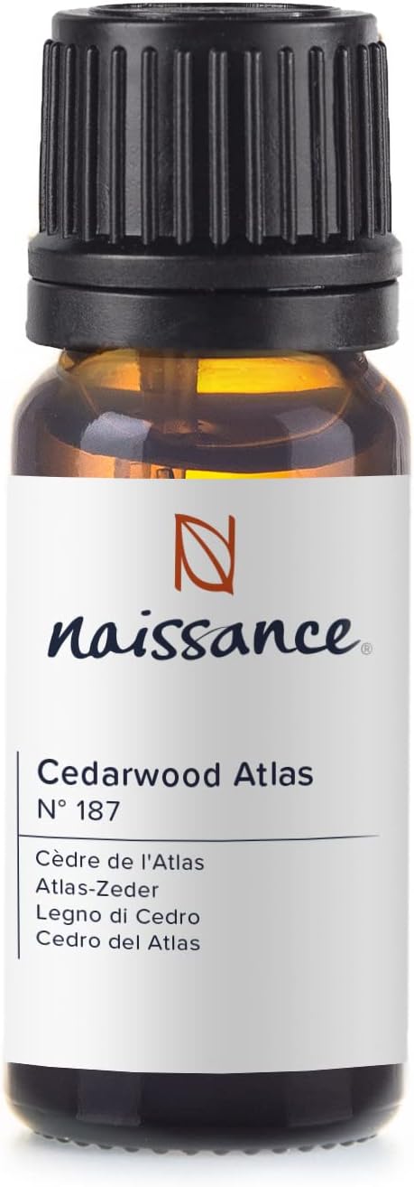 Naissance Cedarwood Oil, Atlas (No. 187), 10 ml, 100% Unadulterated Cedarwood Essential Oil for Natural Cosmetics, Aromatherapy, Oil Burners, Fragrance Oil for Aroma Diffusers