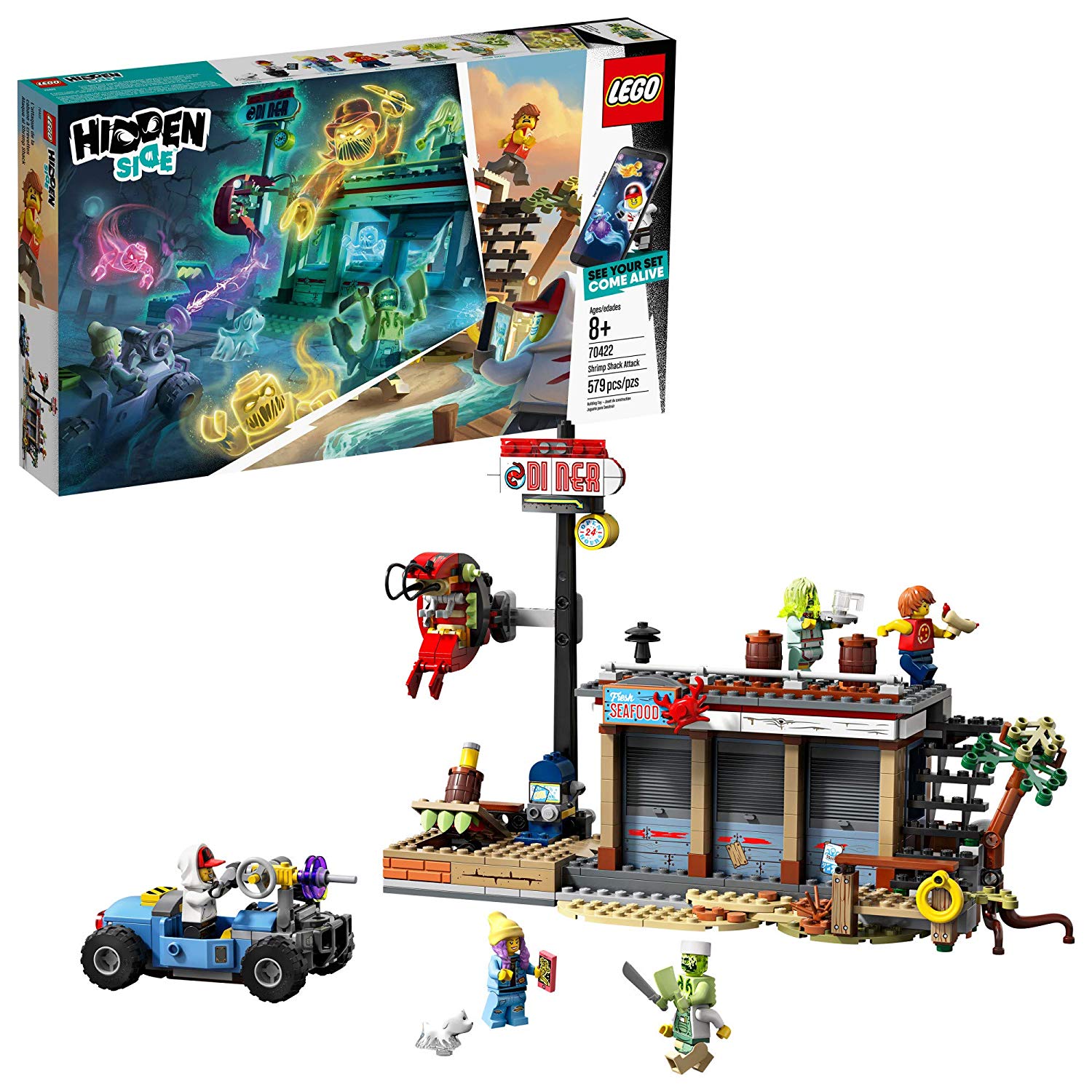 Lego Hidden Side 70422 Shrimps Restaurant Attack, Ghost Playset (579 Pieces