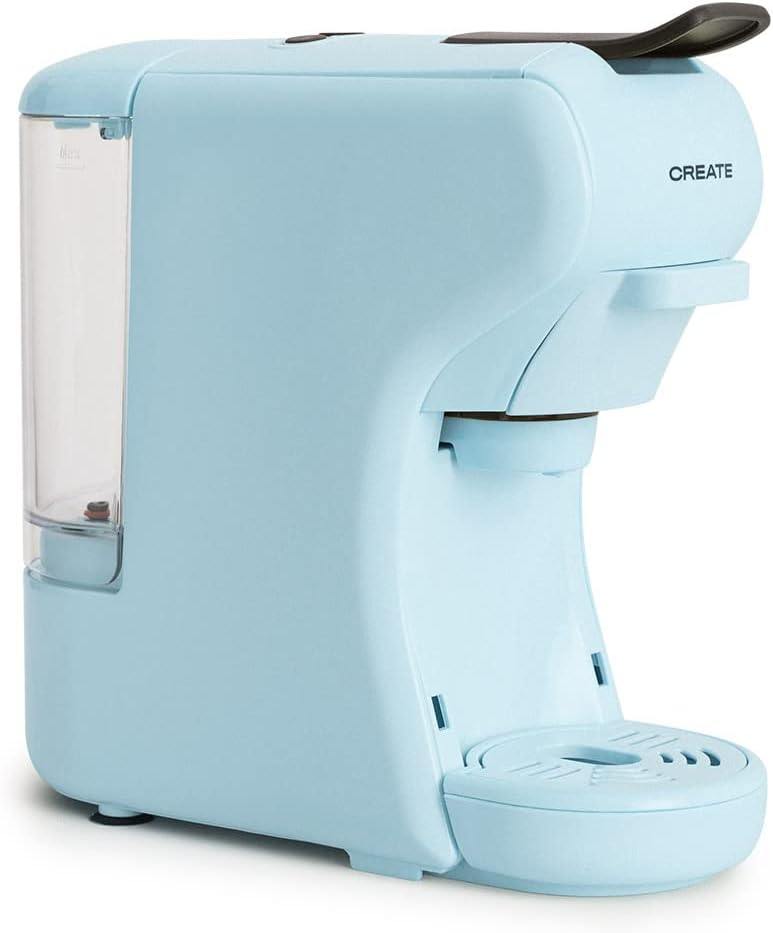 CREATE / Potts Coffee Machine for Multicapsel and Ground Coffee in Pastel Blue / 19 Bar, Programmable, Lightweight and Compact, 600 ml Tank, Thermoblock Water Heating System, 1450 W