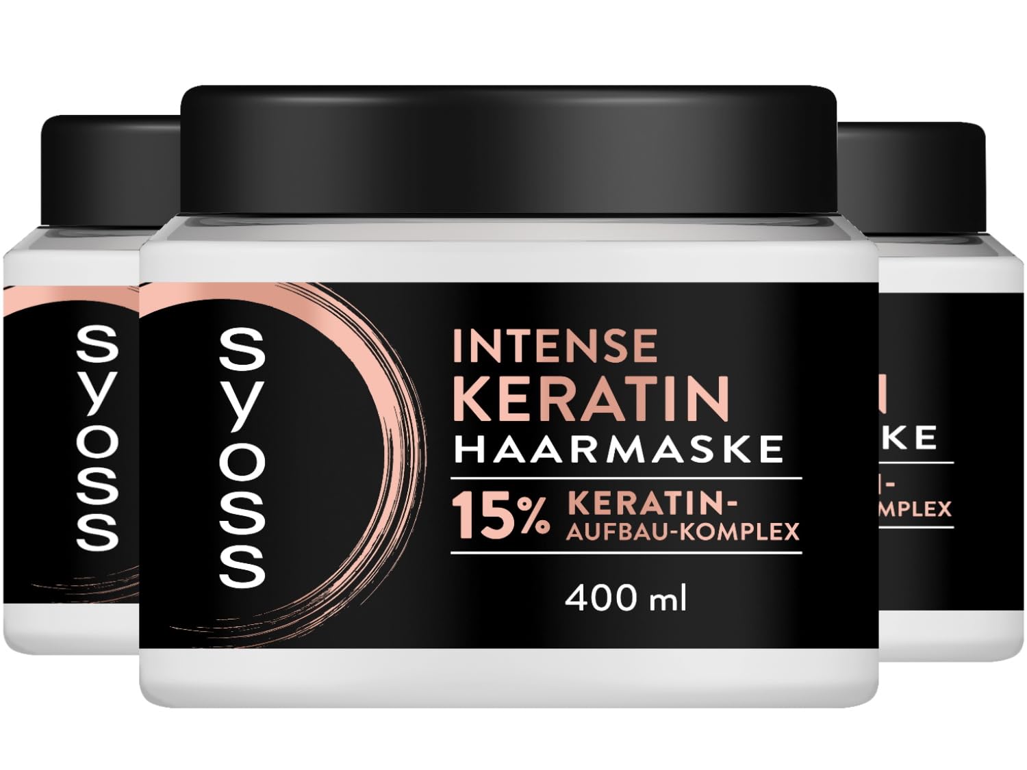 SYOSS Intense Keratin Hair Mask (3 x 400 ml), High-Quality Hair Treatment for Weak & Brittle Hair, Provides 15% Keratin Building Complex for Stronger Hair and Less Hair Breakage