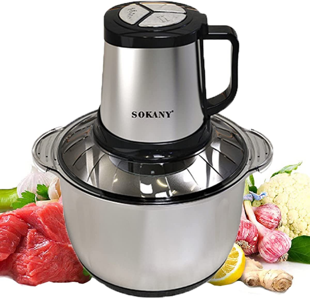 SOKANY Kitchen Electric Multi-Chopper Meat Grinder with 4 Blades for Meat, Onions, Fruit, Vegetables (SK-7015, 800W, 5L)