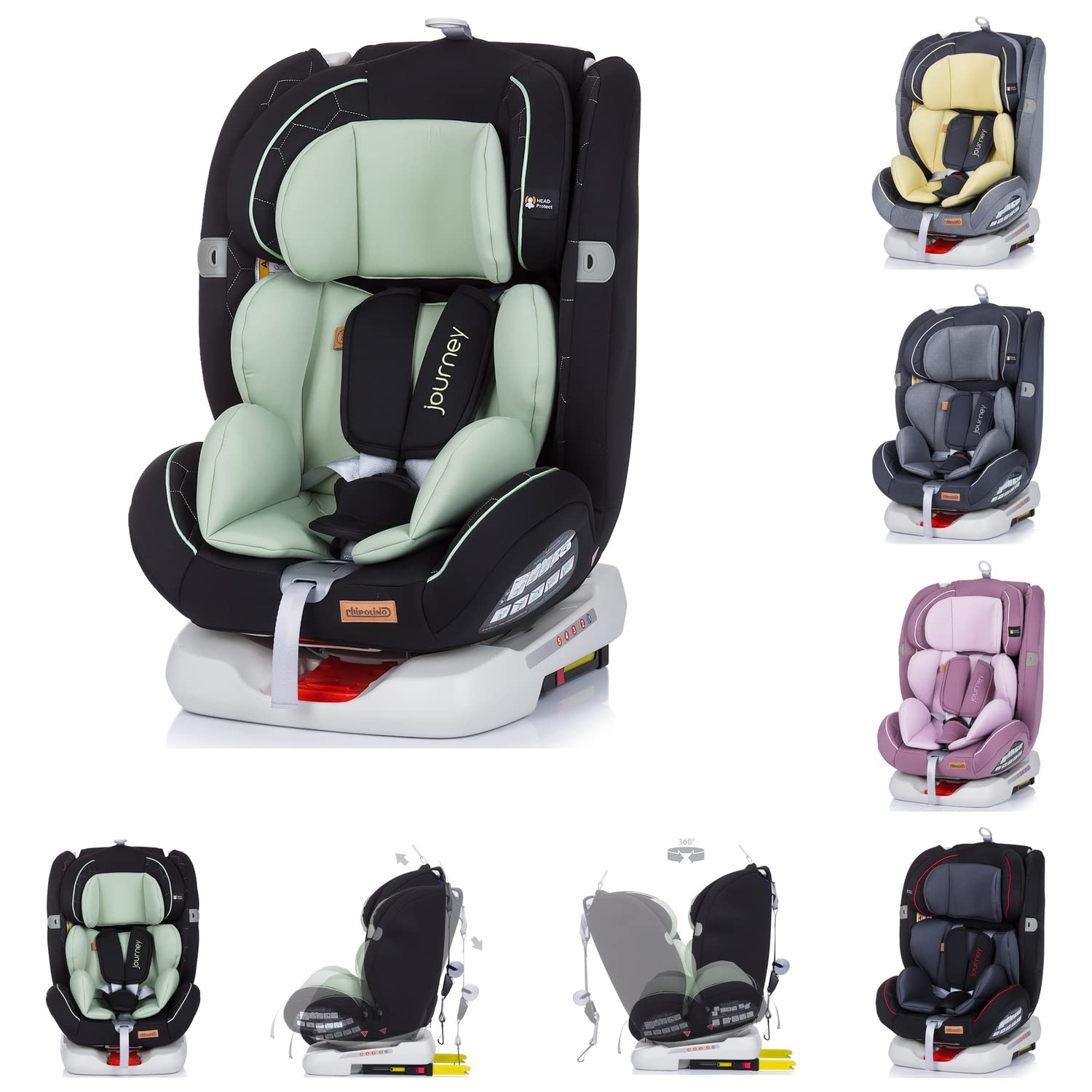 Chipolino, Journey Child Seat Group 0+/1/2/3 (0-36 kg) Isofix Top Tether Light Green