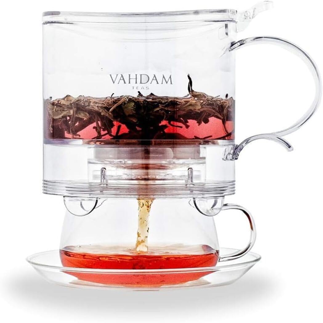VAHDAM, Imperial Tea Maker (470 ml, 16 oz) | 100% Safe - Fda Approved, BPA Free | Teapot with Strainer Insert | Teapot Glass Tea Strainer | Best Teapot with Infusion for Loose Tea