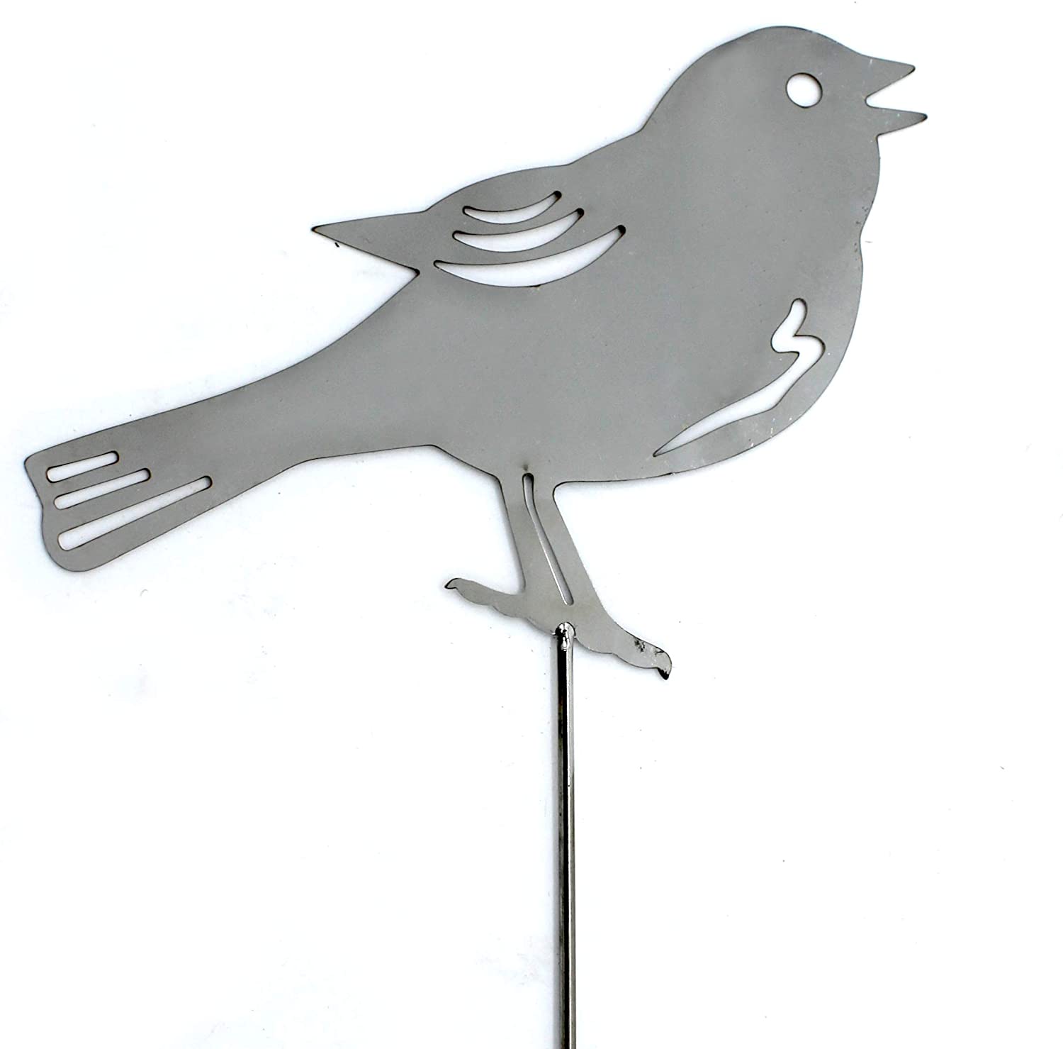 Daro Decoration Metal Garden Plug Bird Silver High Gloss 12 X 8.5 Cm 30Cm R