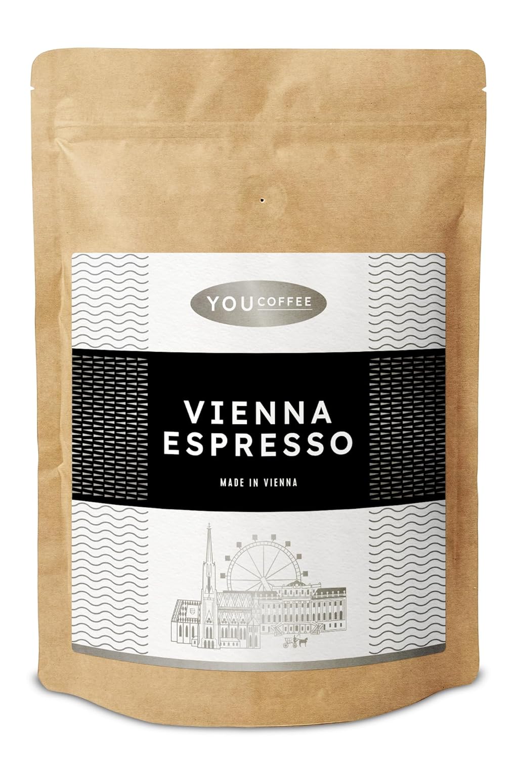 You Coffee Vienna Espresso Coffee Beans - 100% Arabica Mild Roasted - Aroma Notes of Nut & Fruit - Made in Vienna - 1000 g Whole Beans
