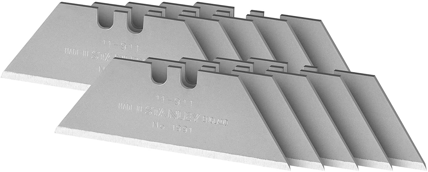 Stanley Trapezoidal blades 1991 (without perforation, 0.45 mm blade thickness, 50 mm blade length, 10 pieces in dispenser) 0-11-911