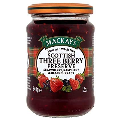 Mackays preserves with 3 berries: strawberry, raspberry and blackcurrant - 1 x 340 grams
