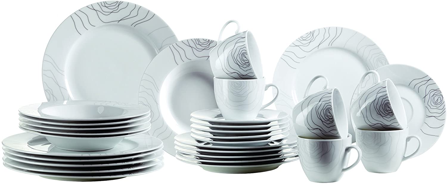 Maser Mäser, Elisso Series Dinner Service 30 Pieces Porcelain Crockery Set for 6 People
