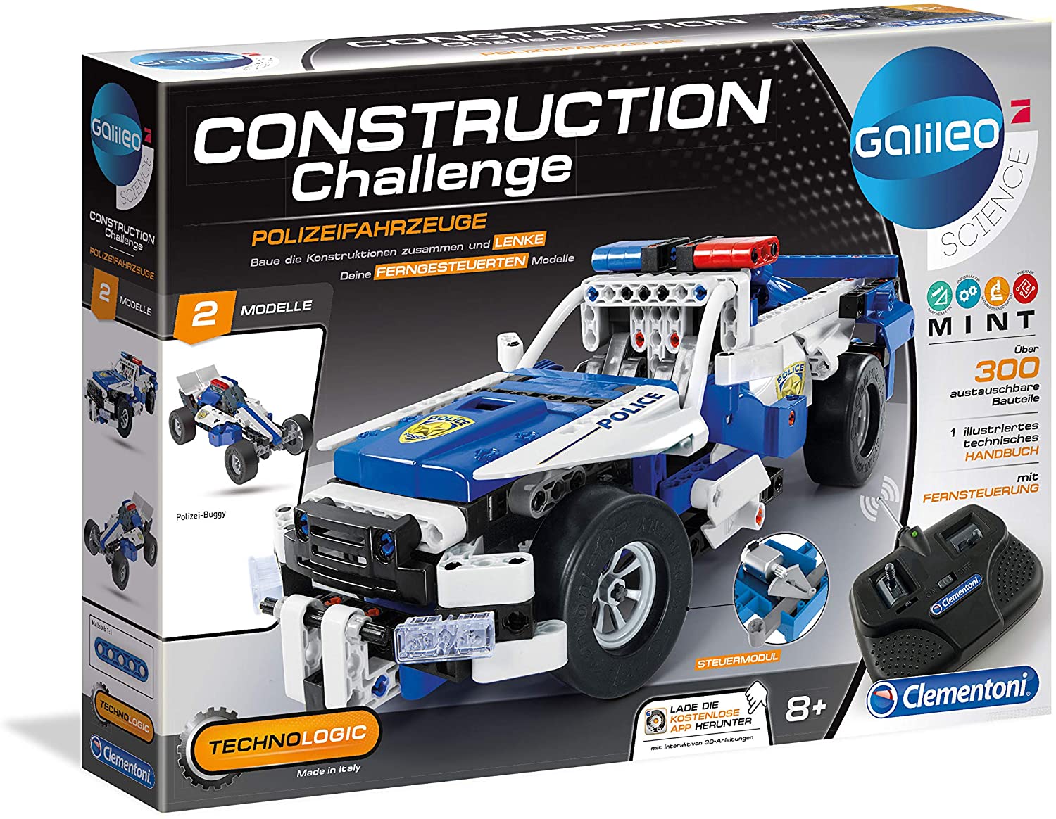 Clementoni Construction Challenge, Police Vehicles, Multicoloured